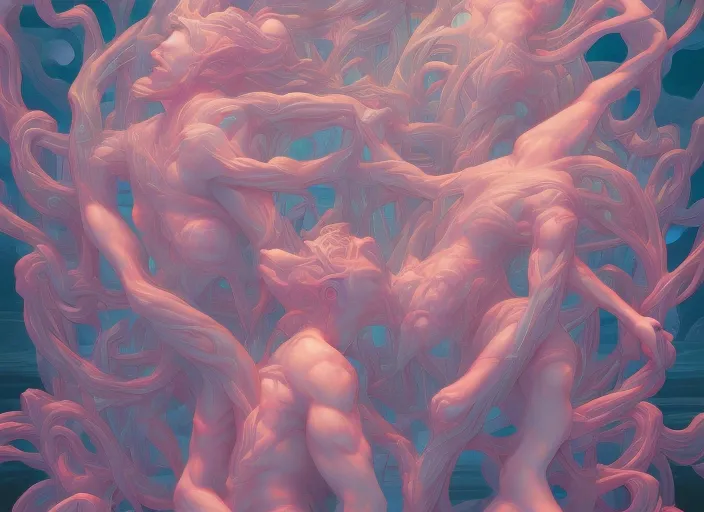 greek sculpture of intertwined bodies painted by james jean in pastel colors. artwork by Tooth Wu and wlop and beeple and dan mumford