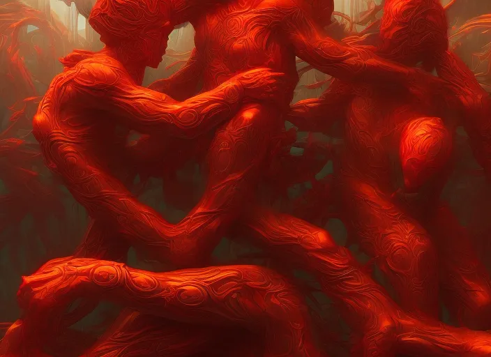 greek sculpture of intertwined bodies painted by james jean . artwork by Tooth Wu and wlop and beeple and dan mumford