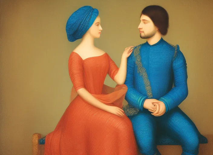 Couple in love, in famous art style