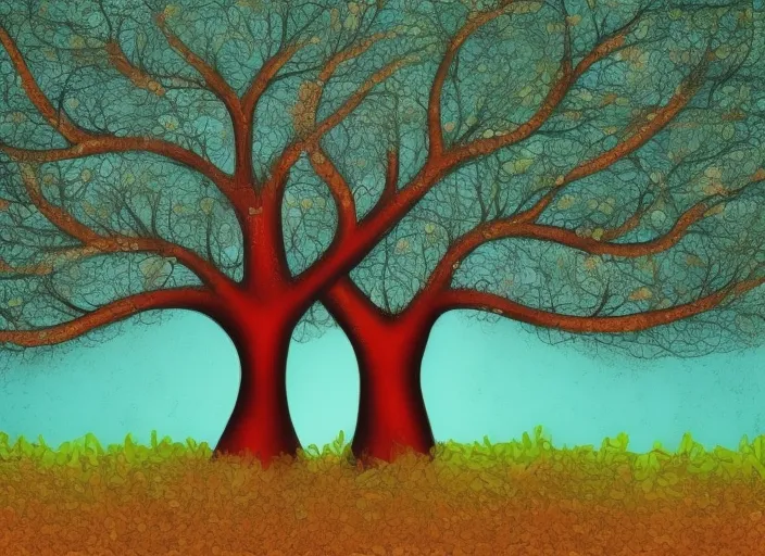 Couple in love, in famous art style, love tree