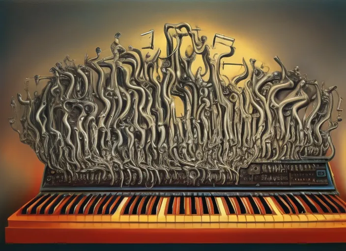 a synthesizer is melting, surreal masterpiece by salvador dali