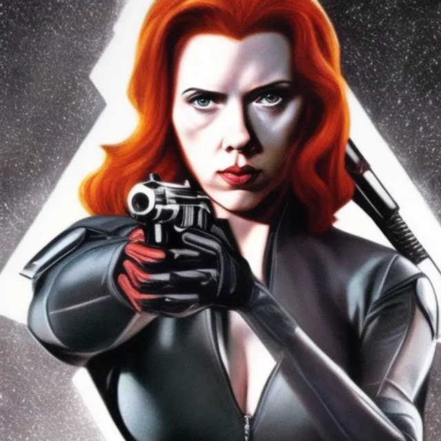 Scarlet johansson black widow holding a gun