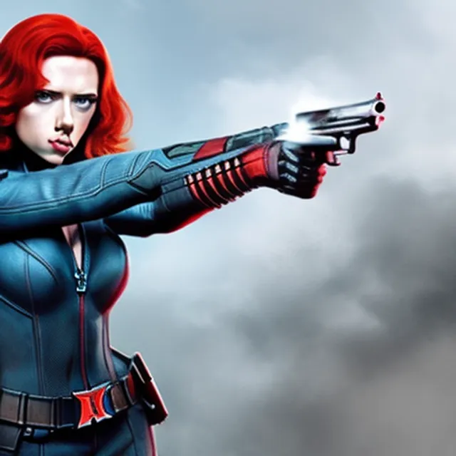 Scarlet johansson black widow holding a gun