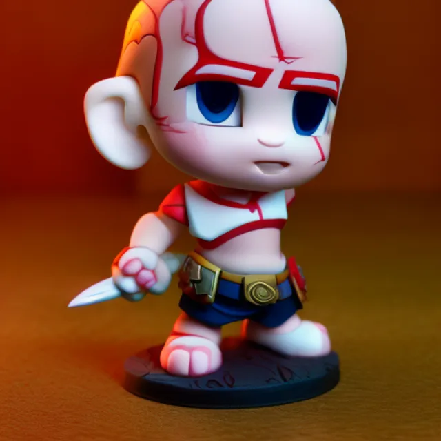 Chibi Kratos figurine, modern Disney, concept art