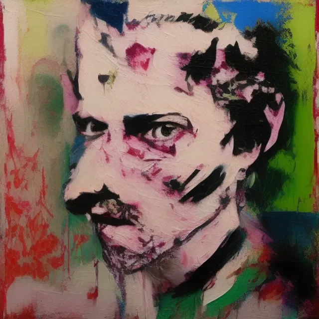 mdjrny-v4 style portrait of punk elf, highly detailed, neo-expressionist art by Julian Schnabel and Digeo Rivera, painting on canvas