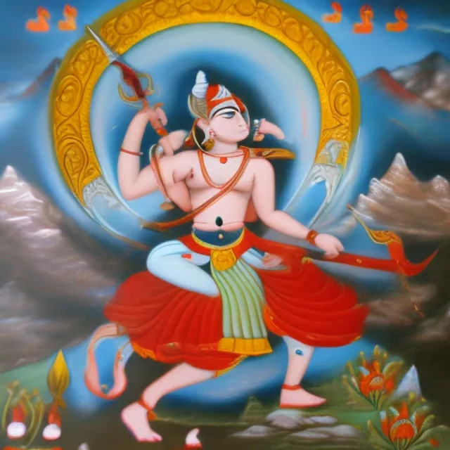 Lord Shiva with Parwati and his weapon at Kailash 