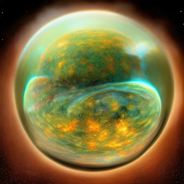 hyper realistic image of a planet made up of glasses