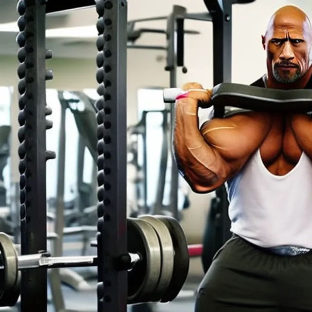 Dwayne Johnson lifting weights at the gym