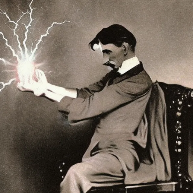 Nikolas Tesla touching the earth planet