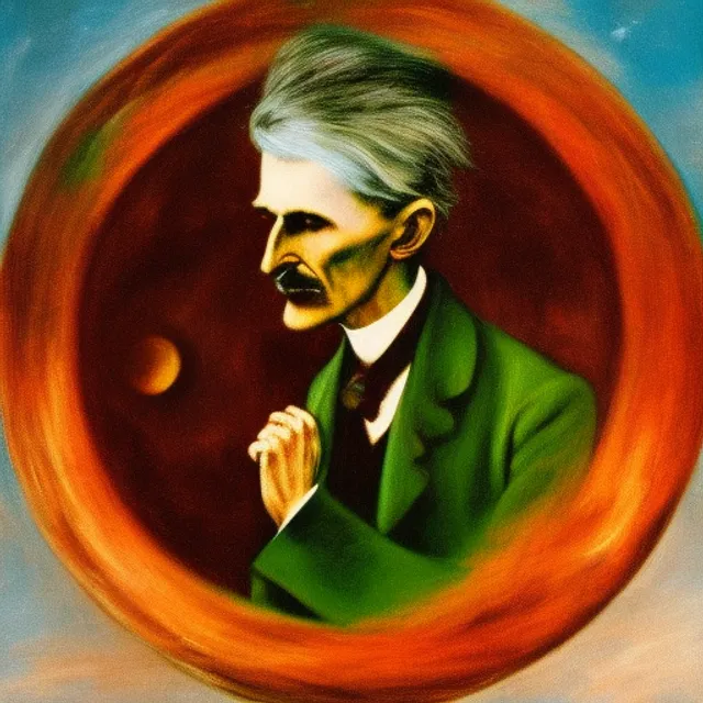 Nikolas Tesla touching the earth planet