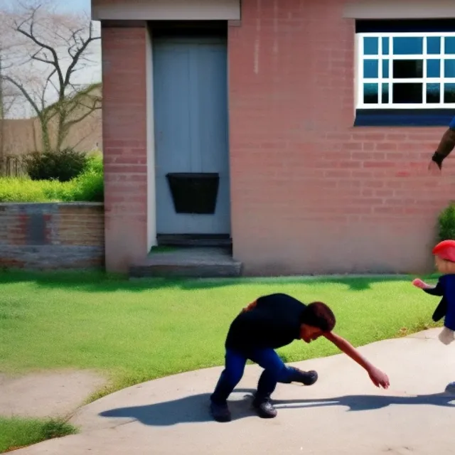 A lady kicking her son out of the house