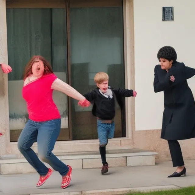 An angry woman throws her son and his girlfriend out of the house