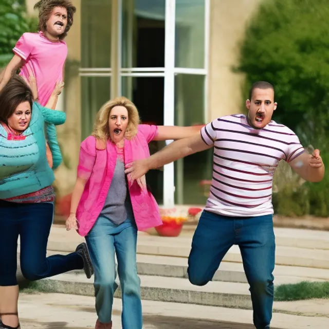 An angry woman throws her adult son and his adult girlfriend out of the house