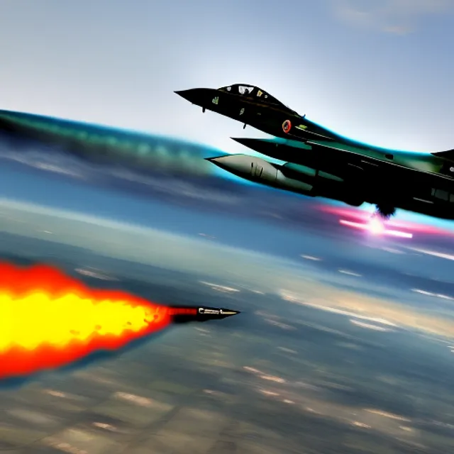 A F16 army plane droping a nuclear bomba.comic style