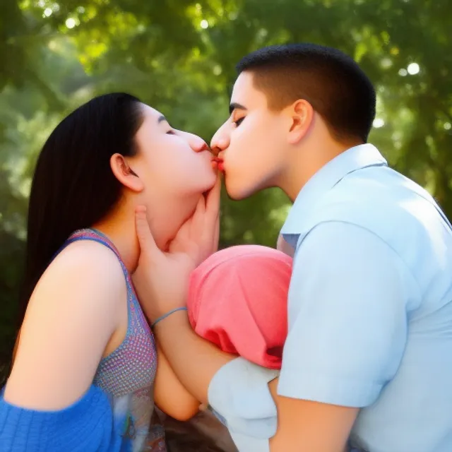 Boy kissing a girl 