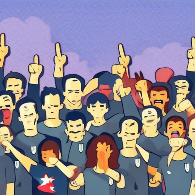 civilians and army soldiers with their hands up in happiness and victory in a position of gratitude. Comic style