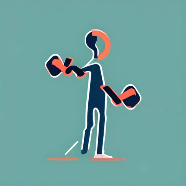 A minimalist doodle line of a person lifting dumbbells 