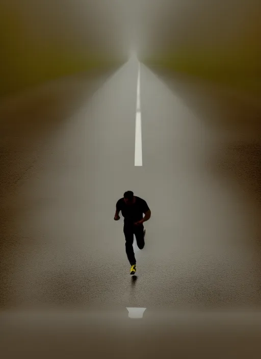 man running down a dark street