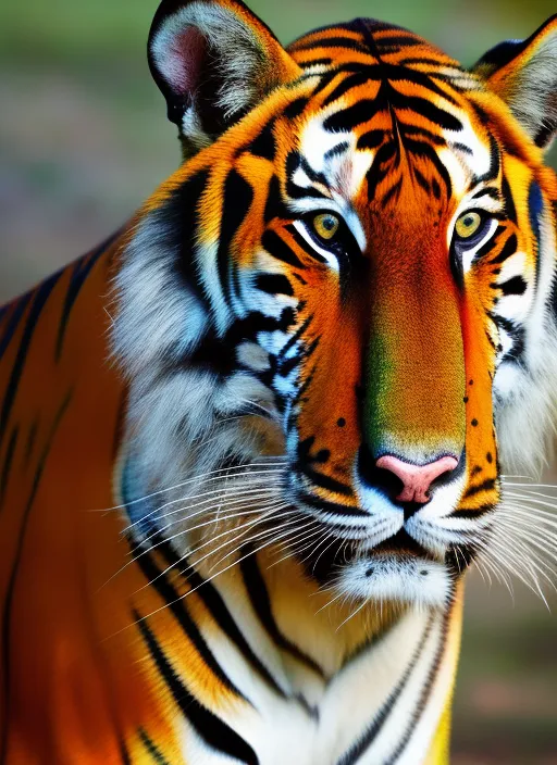 A bengal tiger with vibrant colours 