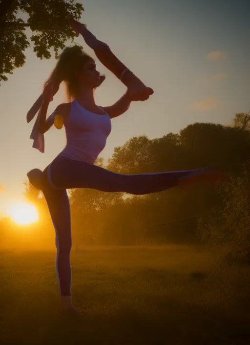 a beautiful yoga instructor at golden hour