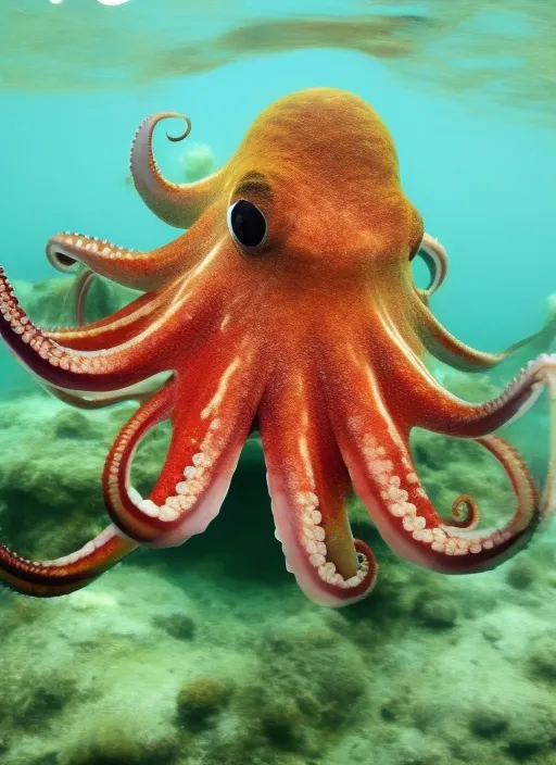 An Octopus in water - Squid. Turn the octopus into a squid