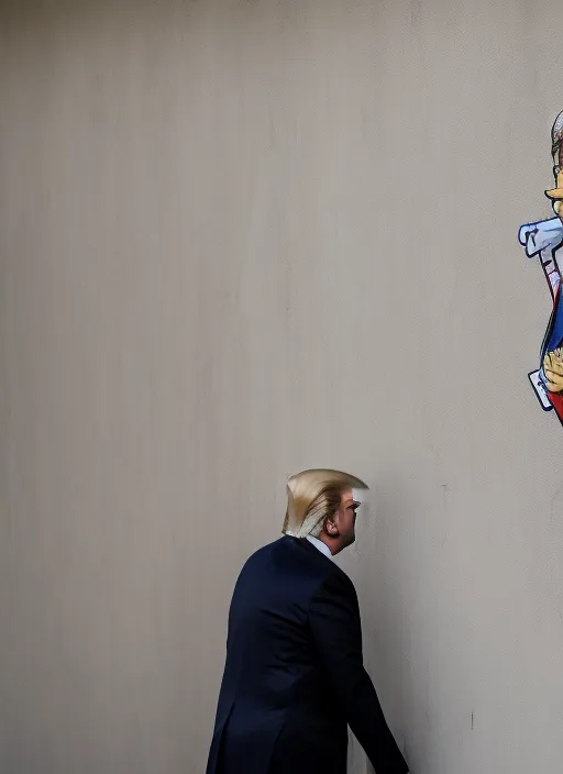 Donald Trump spraying graffiti on wall