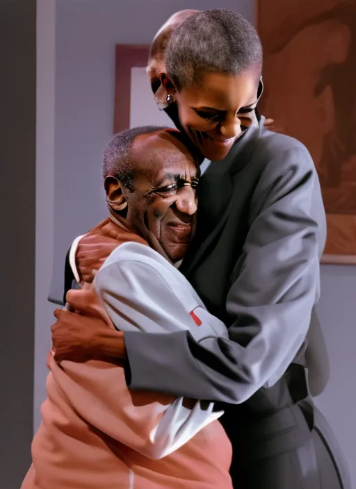 Michelle Obama hugging Bill Cosby
