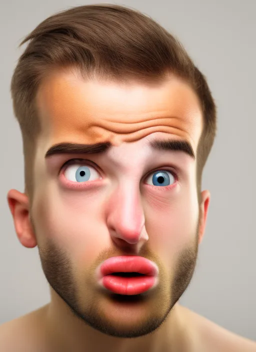  a young guy with a surprised expression on his face. forehead, face, nose, cheek, skin, head, lip, chin, eyebrow, hairstyle »
