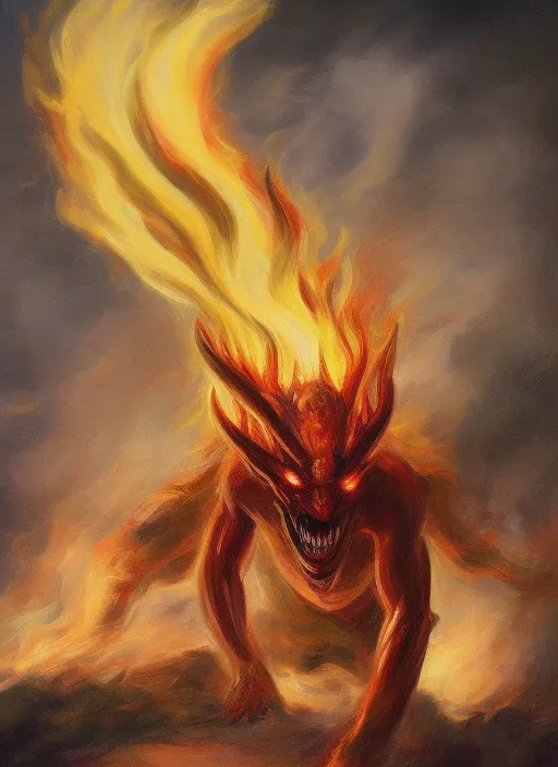 A fire demon Have the demon be holding a can of hairspray and a hand mirror.