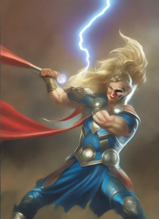 Thor with hammer lightning 