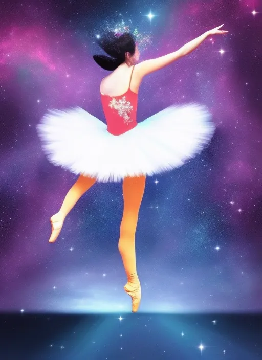 A dancing ballerina in space