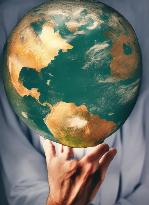 A man holding earth