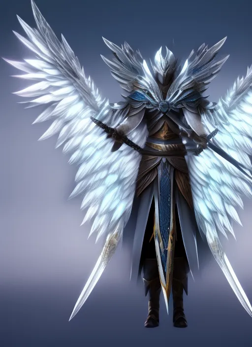 king  , avatar , swords , angel wings . 4k , unreal engine , wallpaper