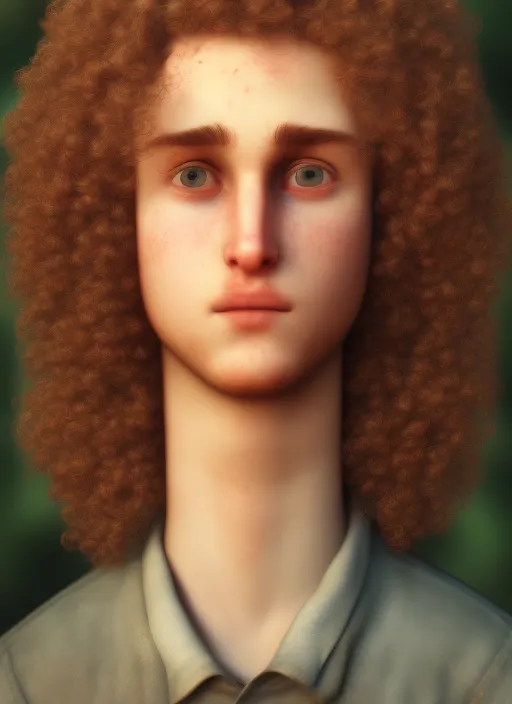 Boy potrait 8k realistc curly hair