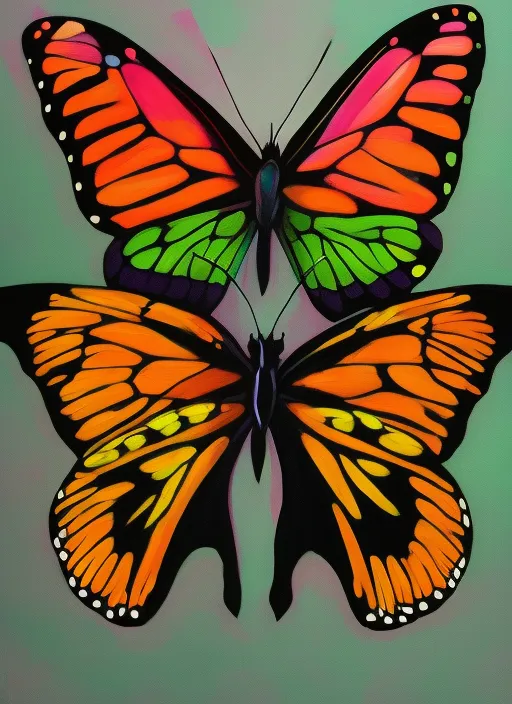 Green and black butterfly colorful. turn them light green