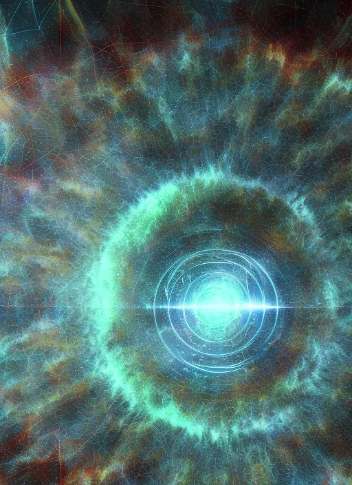 sacred geometry, matrix, cosmic, galaxy, hyper realistic, 8k, cinematic, detailed, om