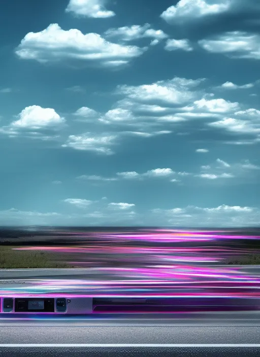 Synth wave car on the highway