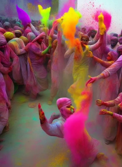 Welcome to Holi, where colors turn unnatural shades!. turn the colors into unnatural shades