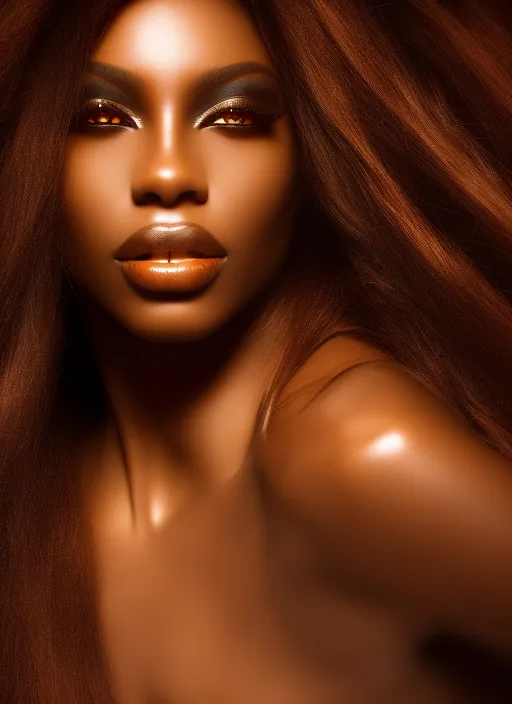mdjrny-v4, Beautiful black fashion model with gorgeous hair by Greg Rutkowski and Magali Villeneuve, beautiful eyes, toned body, cinematic lighting, depth of field, photography.