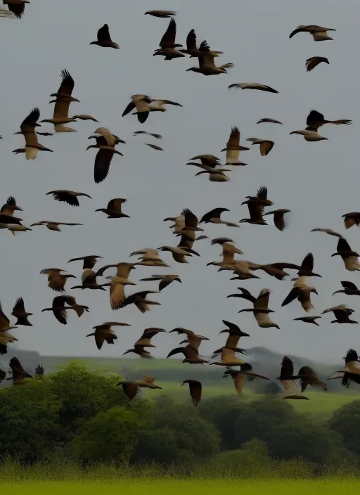 birds are flying at evening 