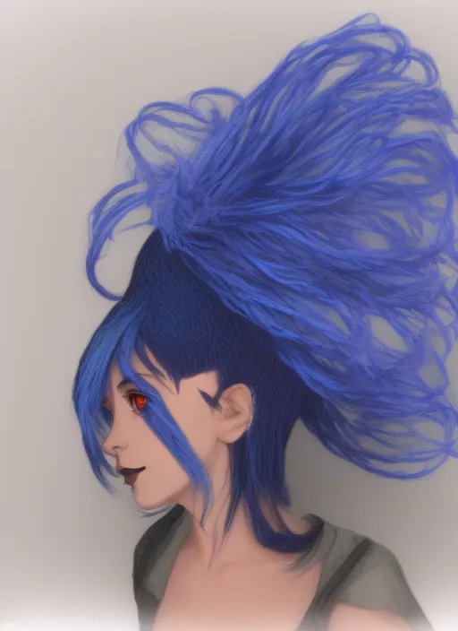 Full prompt: a woman with blue hair and a witch's hat. she's a witch 