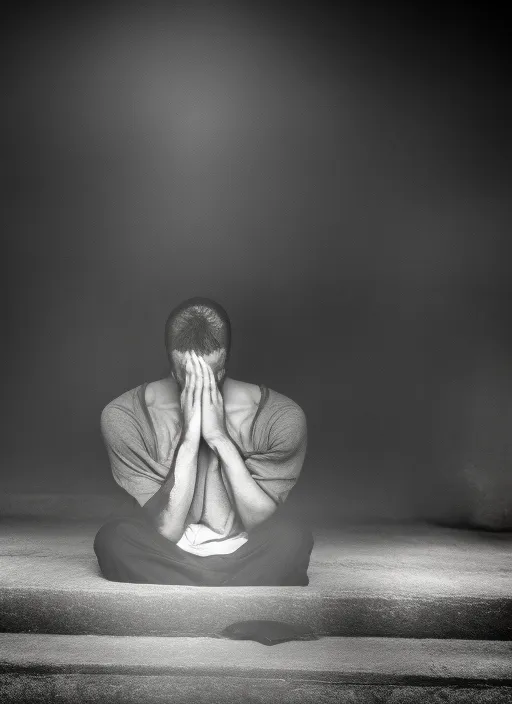 A Foto of a Man with His Hands Folded in Contemplation, Faith. contemplation, faith