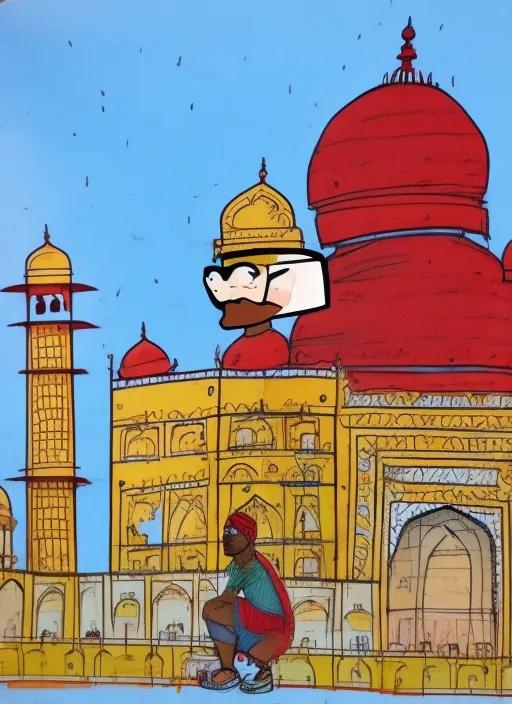 Ironman in India watching tajmahal cartoonist
