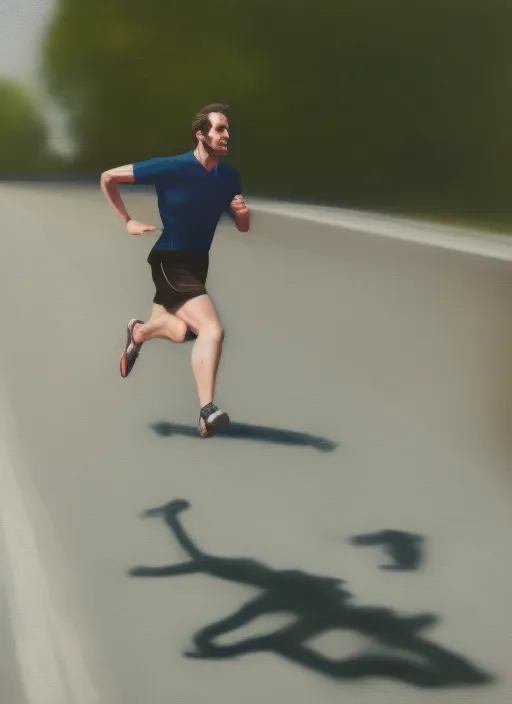 a man running towards his goal in life photorealistic style