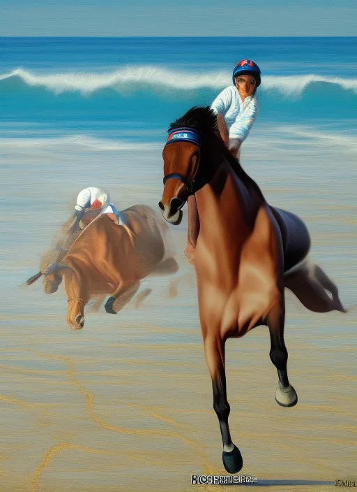 horse racing beach illusion