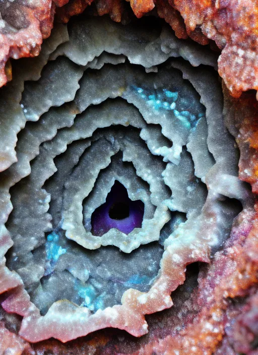 a closeup view of the inside of a geode