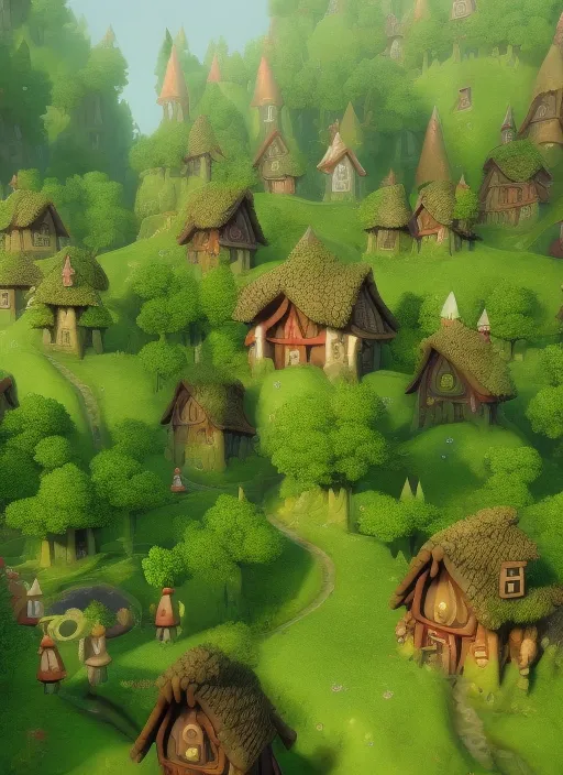 A gnome village in the middle of the forest