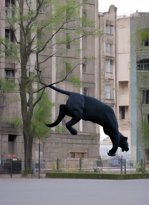 a panther roaming through the city 