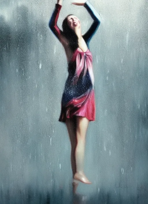 Girl dancing on the rain