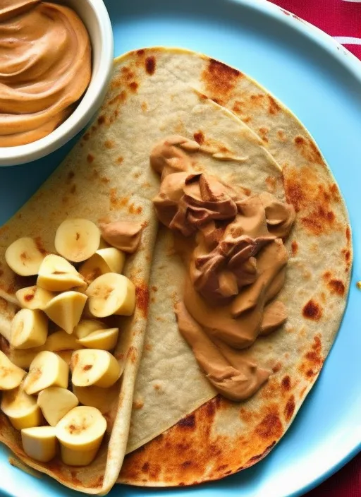 Peanut Butter and Banana Wrap: Spread peanut butter on a tortilla, place a banana on top, roll it up, and enjoy.